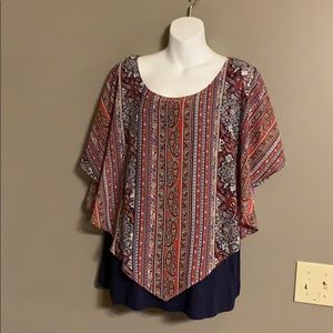 Alyx Tank Blouse size 1X. Navy Tank w/ Paisley